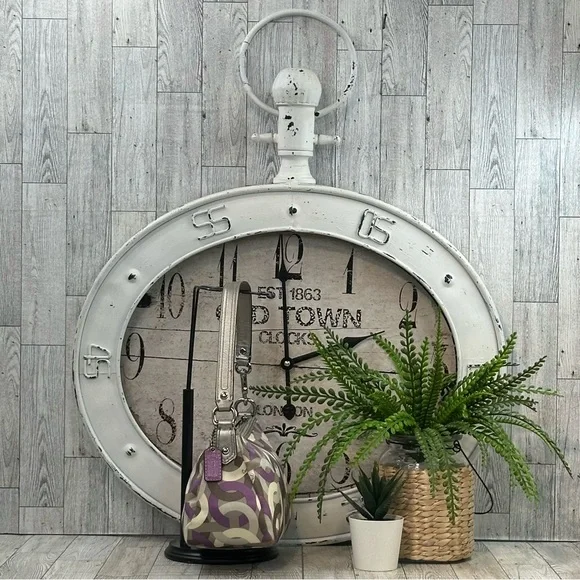 COACH - Mini Madison Op Art Shoulder Handbag Purple Silver Cream & Gray - Picture 5 of 15